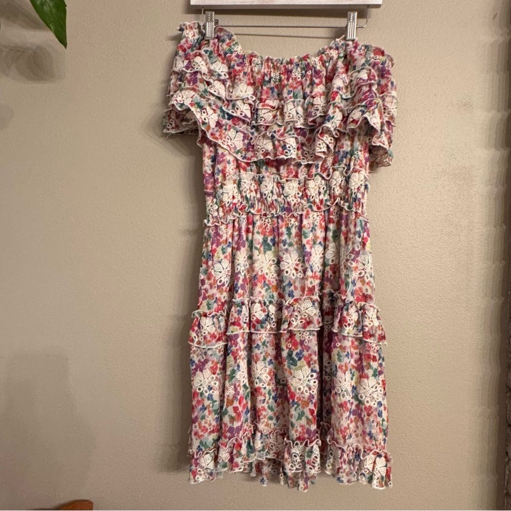 BTFL-LIFE‎ Off Shoulder Ruffle Embroidered Dress - Picture 2 of 10